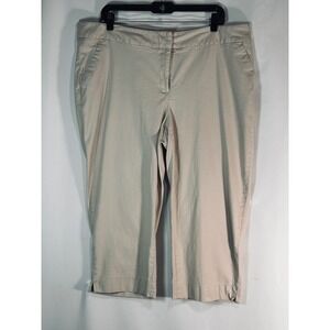 Rafaella Studio Woman Khaki Capri Pants Size 18W Tan Cropped Trousers Stretch